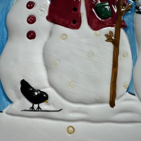 GUC Sakura Debbie Mumm Snowman Ceramic Trivet, 9.5 in., Pre-owned, Blue & White - Picture 11 of 16